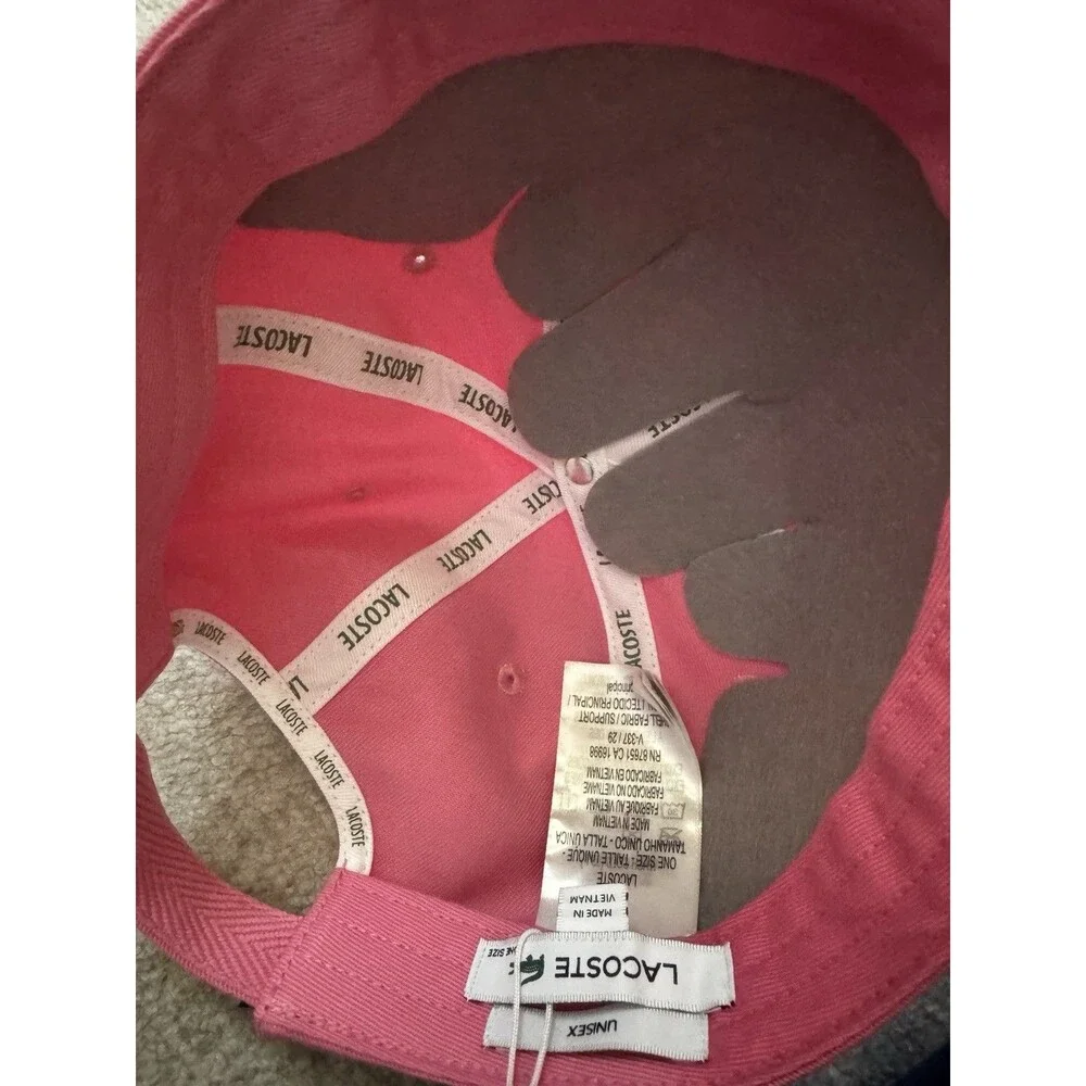 NWT Lacoste Unisex Pink Logo Cotton Twill Cap